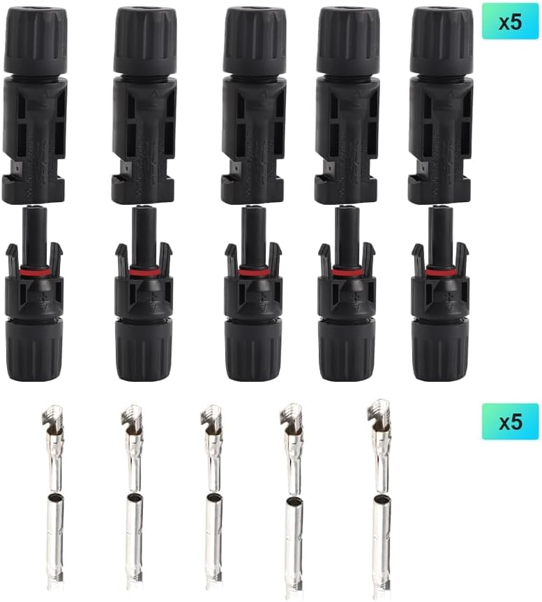 IGOYE Store 10PCS IP67 Waterproof Solar Connector Solar Panel Cable 5 Pairs PV Connectors Male/Female (5Pairs 10AWG) - Image 2